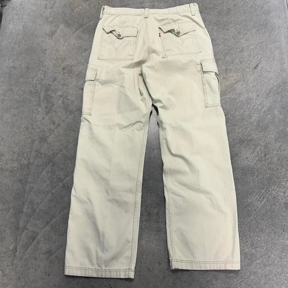 Vintage Levi's Cargo Pants Tan Earthtone Wide Leg Baggy Western Essential 36x36